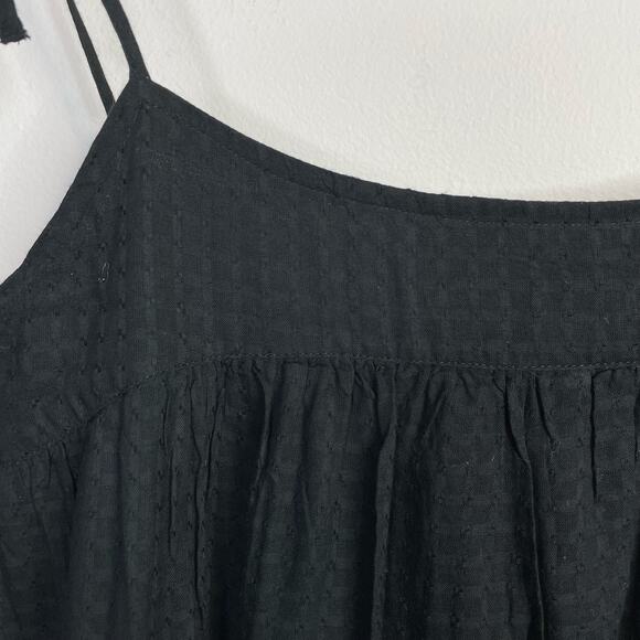 Gap Tie Strap Cami Midi Dress Textured Black Cotton Minimalist LP L Large Petite - Picture 4 of 13